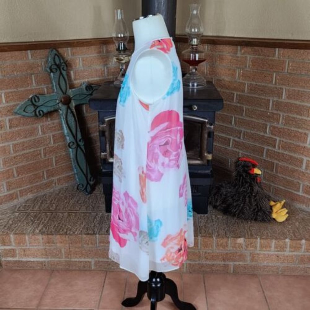Calvin Klein White Floral Shift Dress Size 8 - Picture 2 of 5